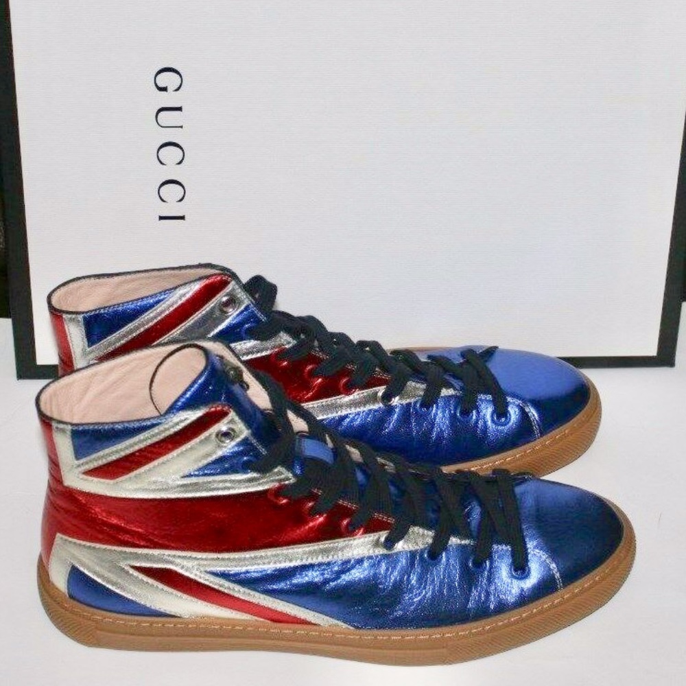 GUCCI MEN UNION HIGH TOP LEATHER SNEAKERS